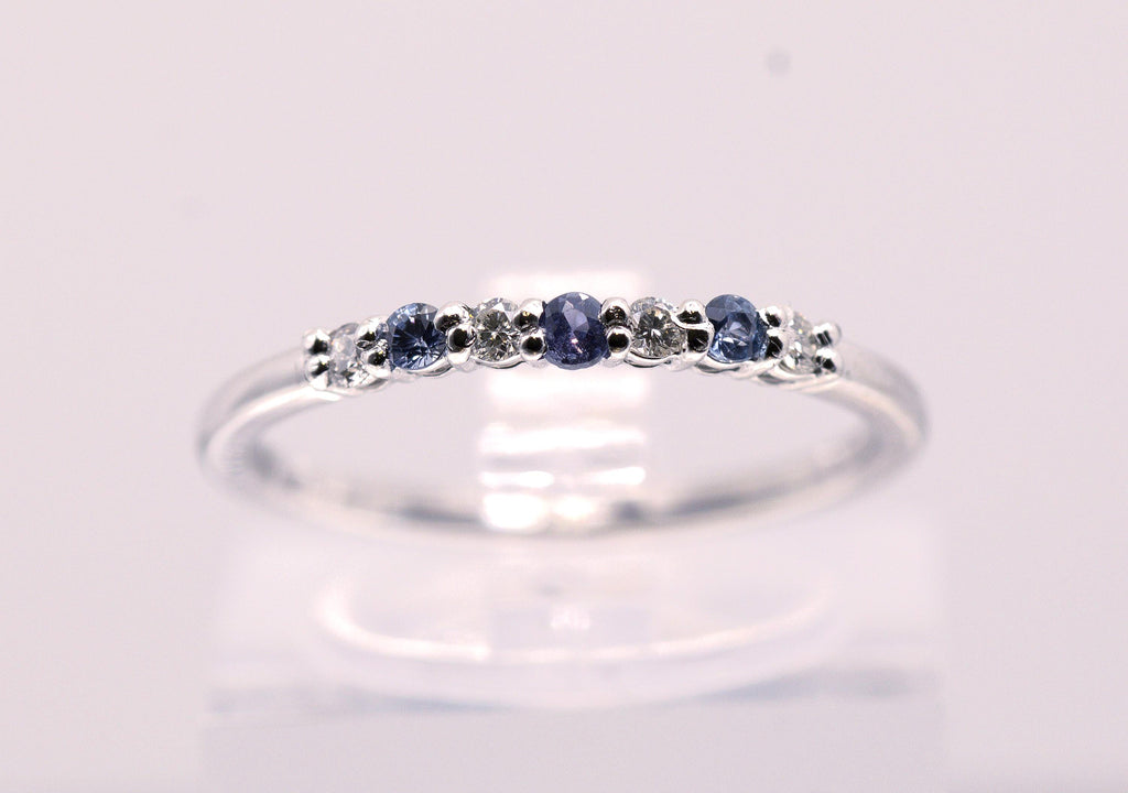 Platinum Ring With Diamonds and Sapphires
