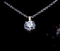 1ct Lab Diamond Solitaire Necklace, 14K White Gold Cable Chain