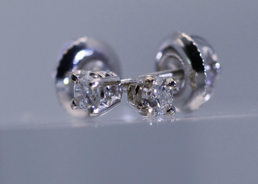 Lab Diamond Stud Earrings, 1/5 Ct. TW, 14K White Gold, Screw Backs