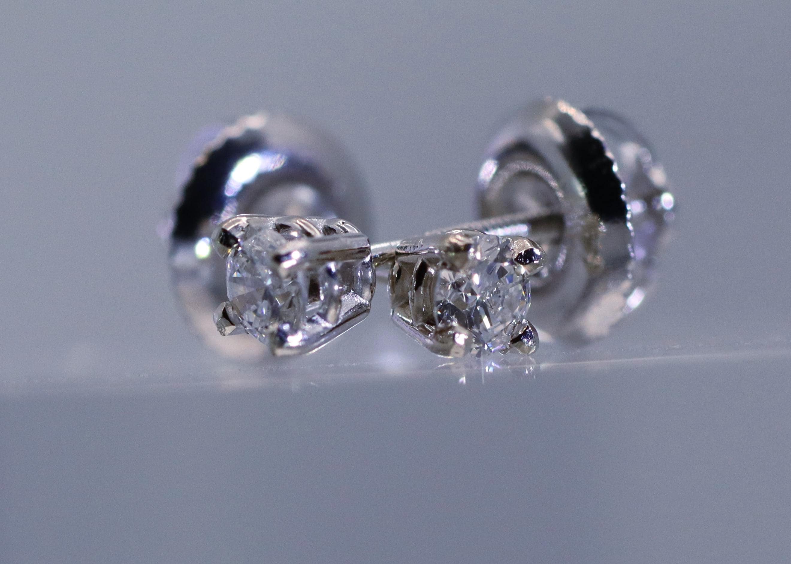 Lab Diamond Stud Earrings, 1/5 Ct. TW, 14K White Gold, Screw Backs