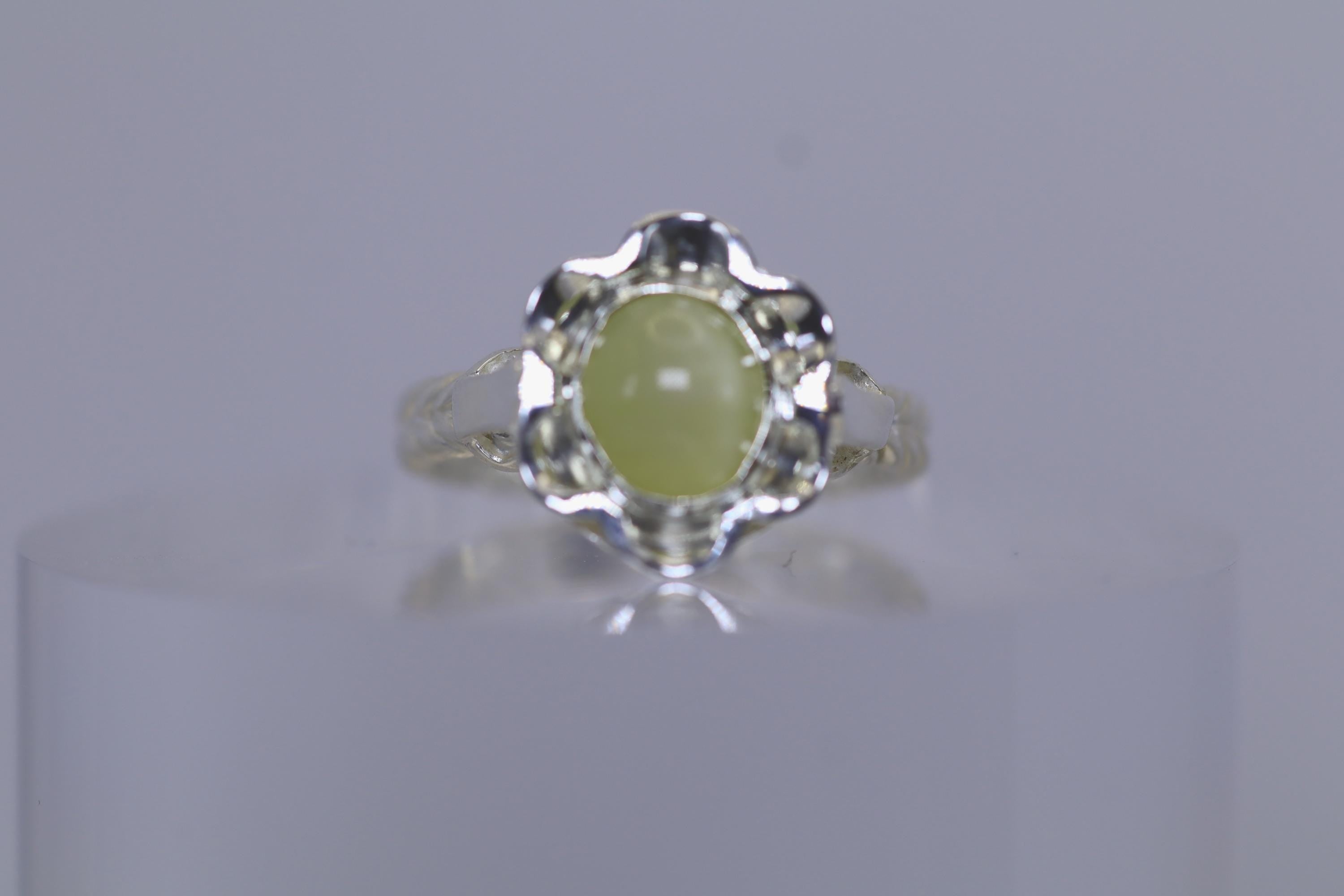 Moonstone Cat's Eye Ring in Sterling Silver