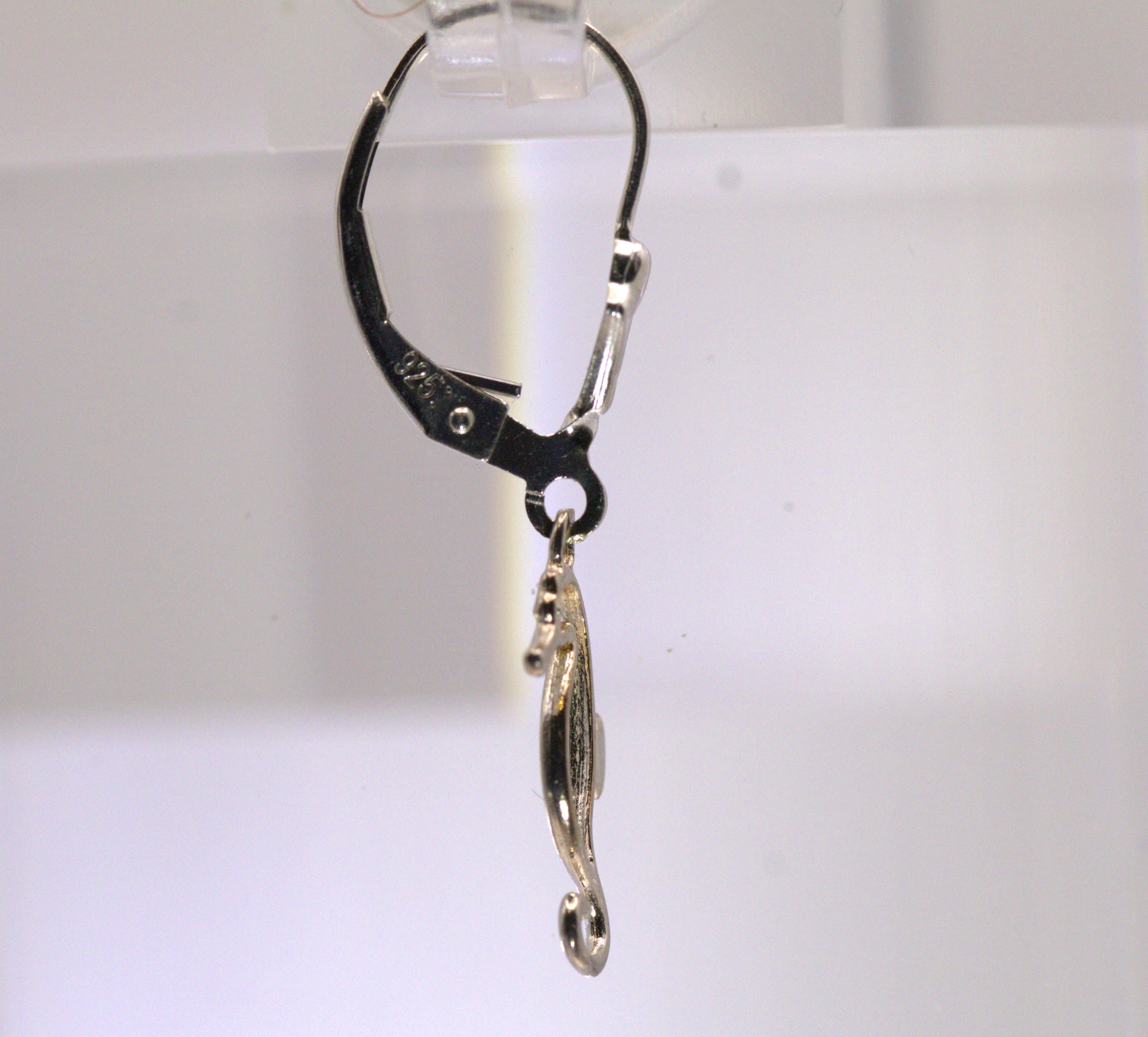 Sterling Silver Sea Horse Drop Earrings