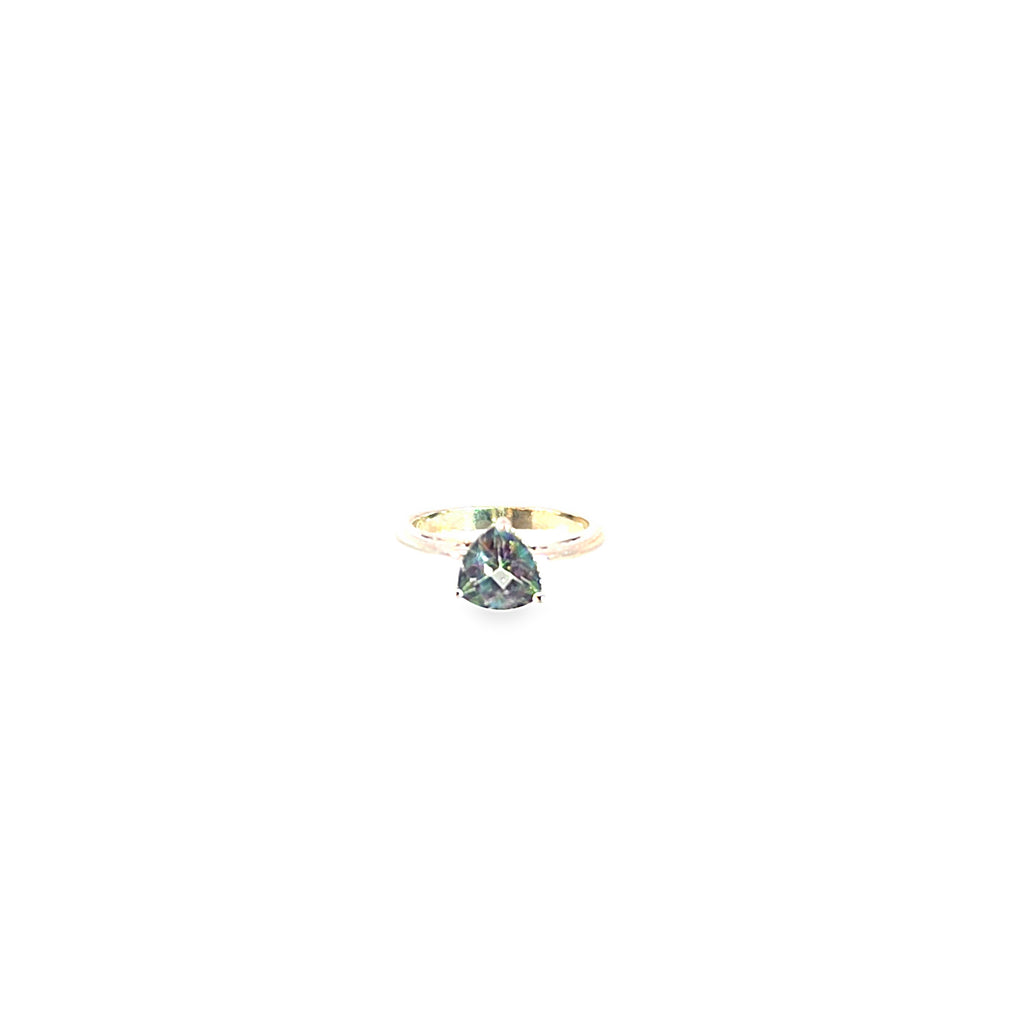 Trillion Cut Mystic Topaz Solitaire Ring in Continuum Silver