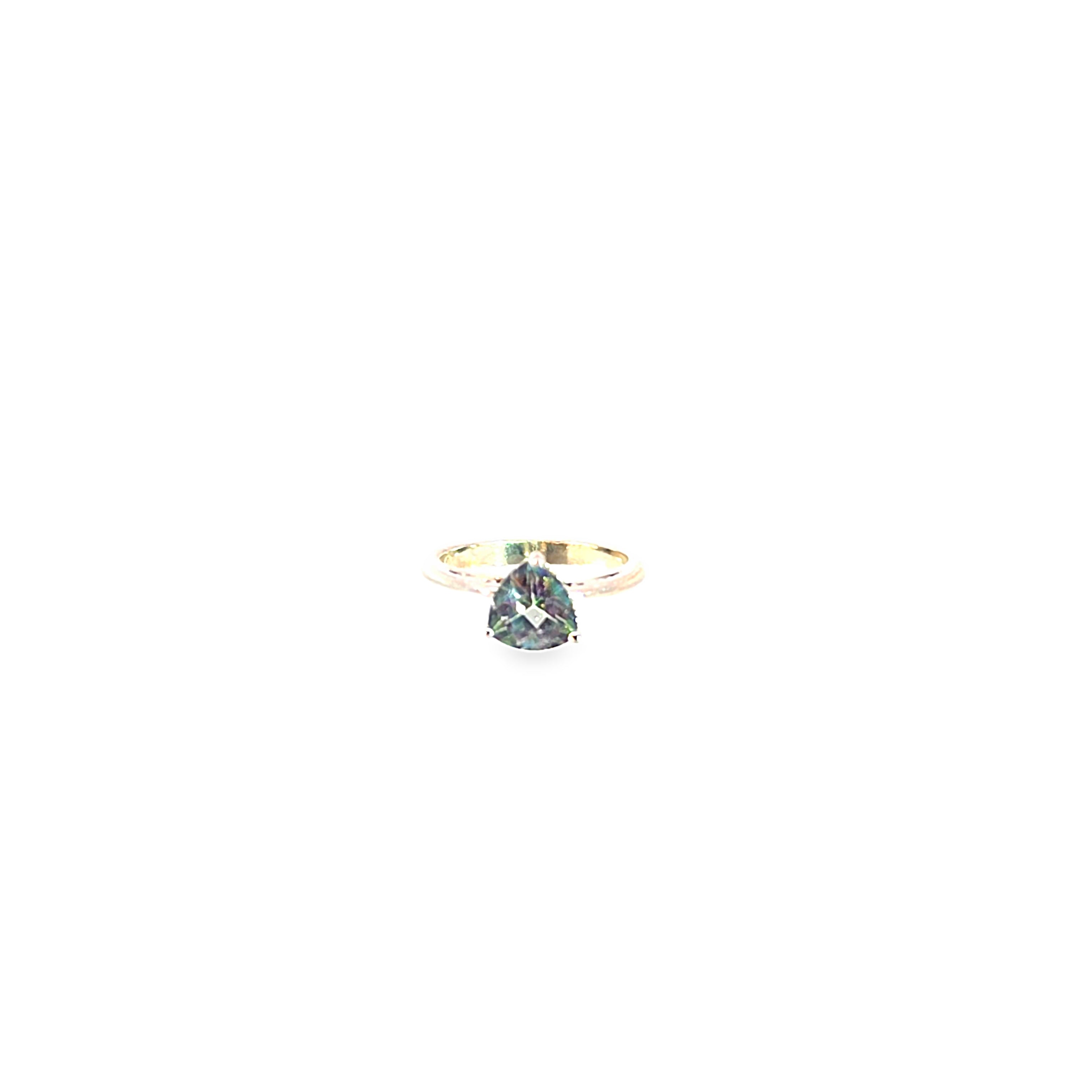 Trillion Cut Mystic Topaz Solitaire Ring in Continuum Silver