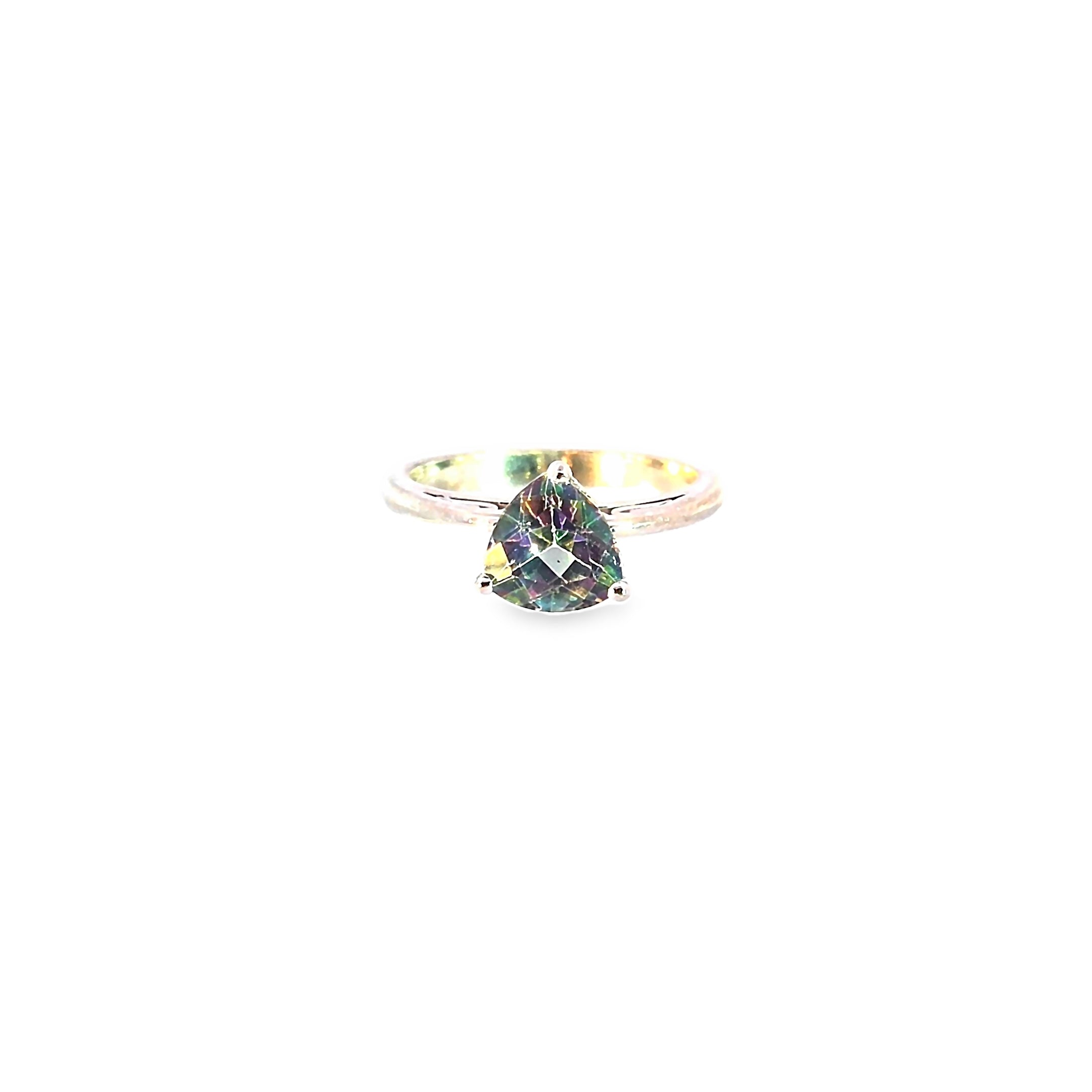 Trillion Cut Mystic Topaz Solitaire Ring in Continuum Silver