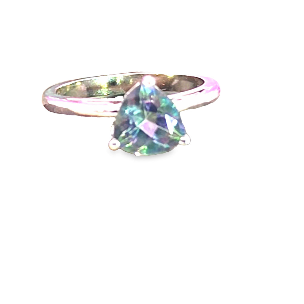 Trillion Cut Mystic Topaz Solitaire Ring in Continuum Silver