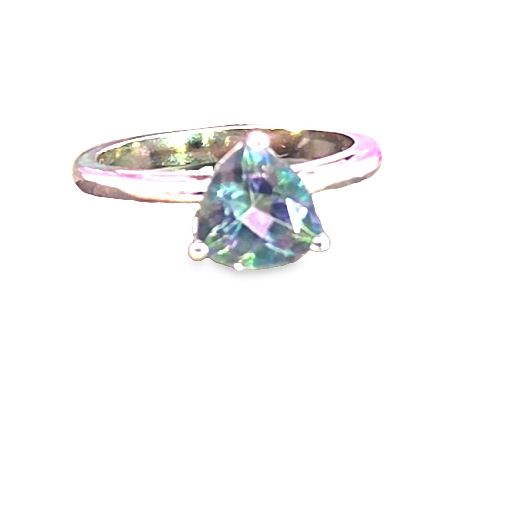 Trillion Cut Mystic Topaz Solitaire Ring in Continuum Silver