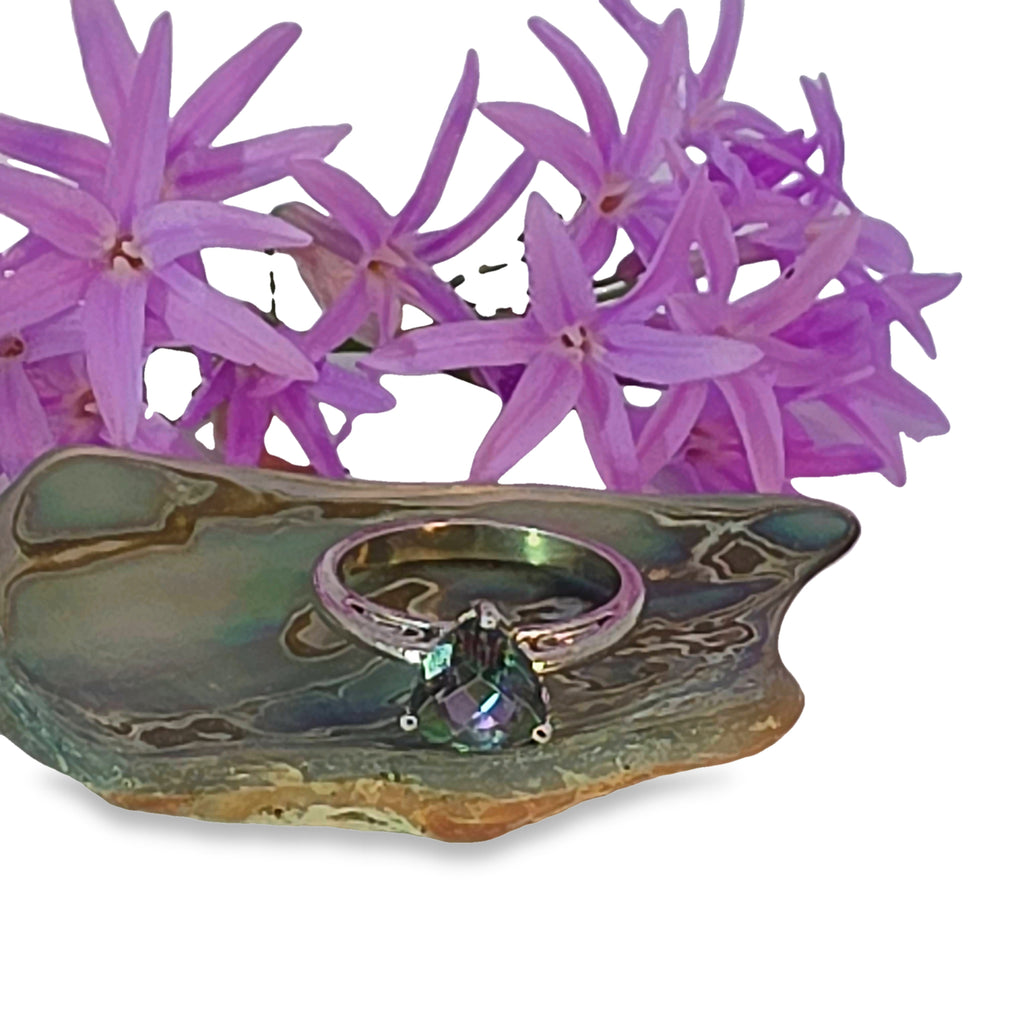 Trillion Cut Mystic Topaz Solitaire Ring in Continuum Silver