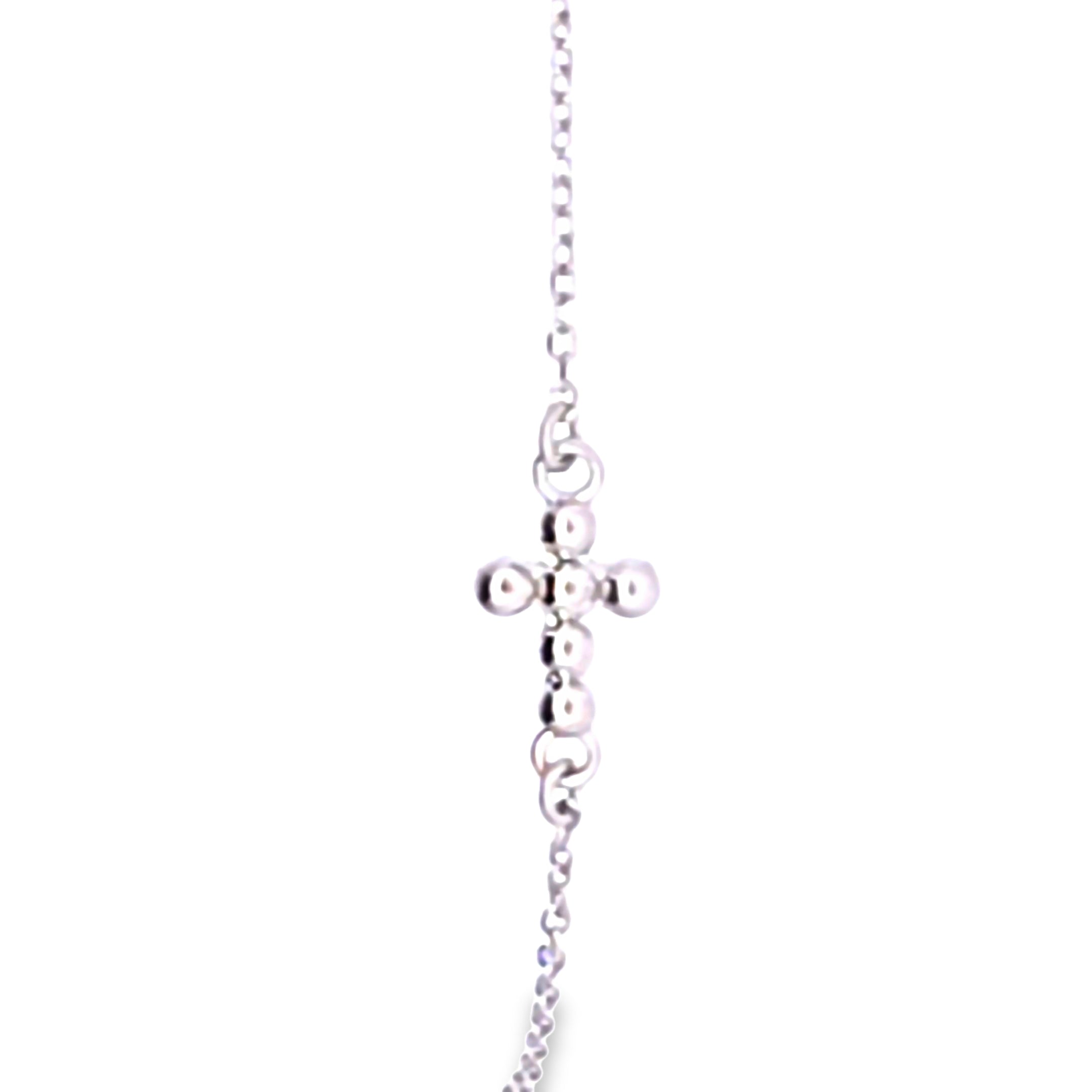 14K white Gold bead cross bracelet