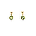 Peridot Dangle earrings set in 14K Yellow Gold