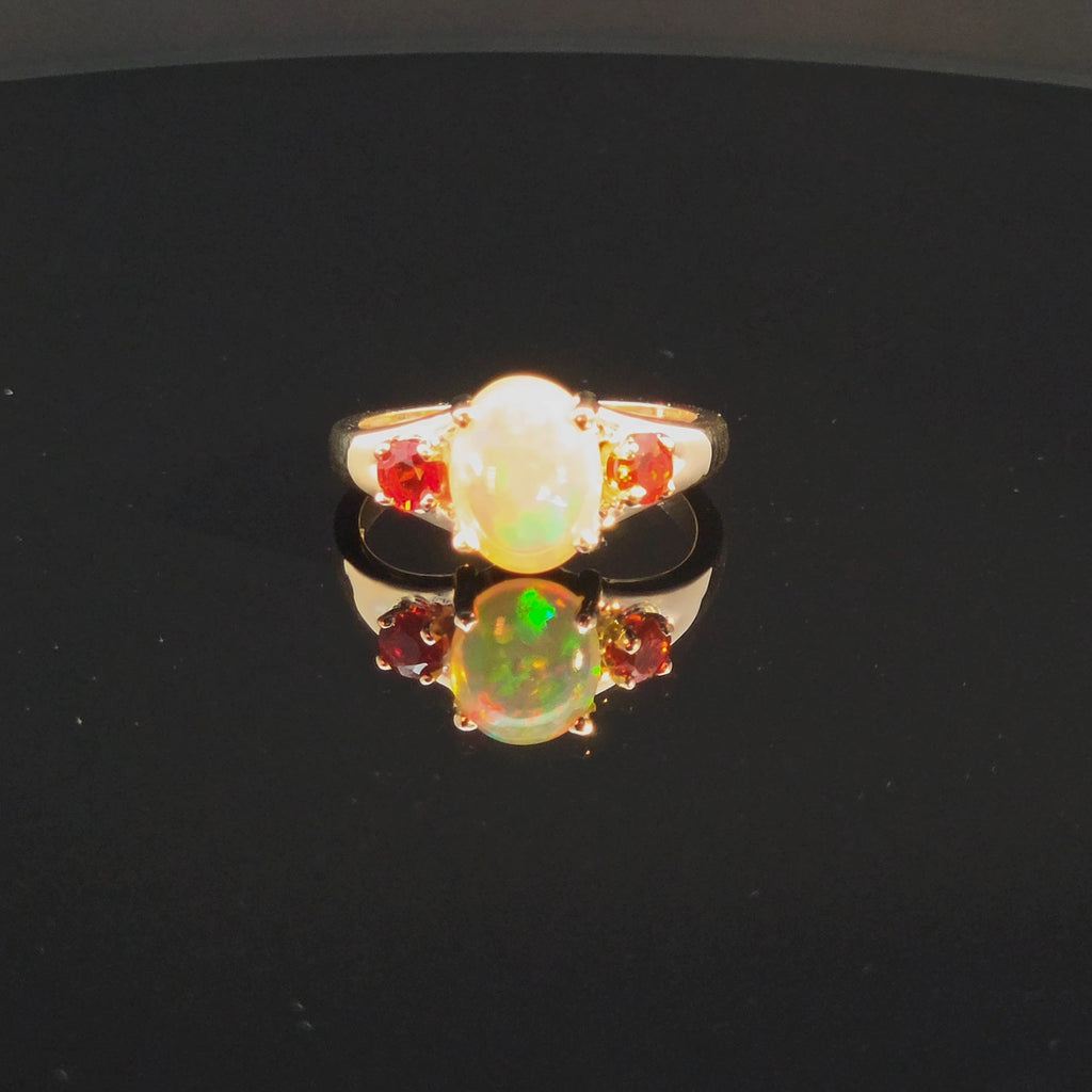 Oval Opal Multi-Stone Ring in Yellow Gold