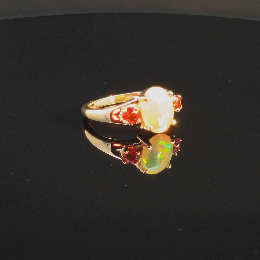 Oval Opal Multi-Stone Ring in Yellow Gold