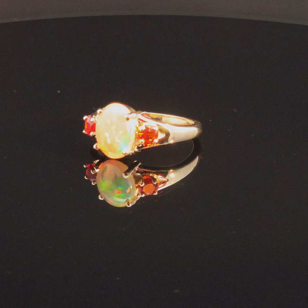 Oval Opal Multi-Stone Ring in Yellow Gold