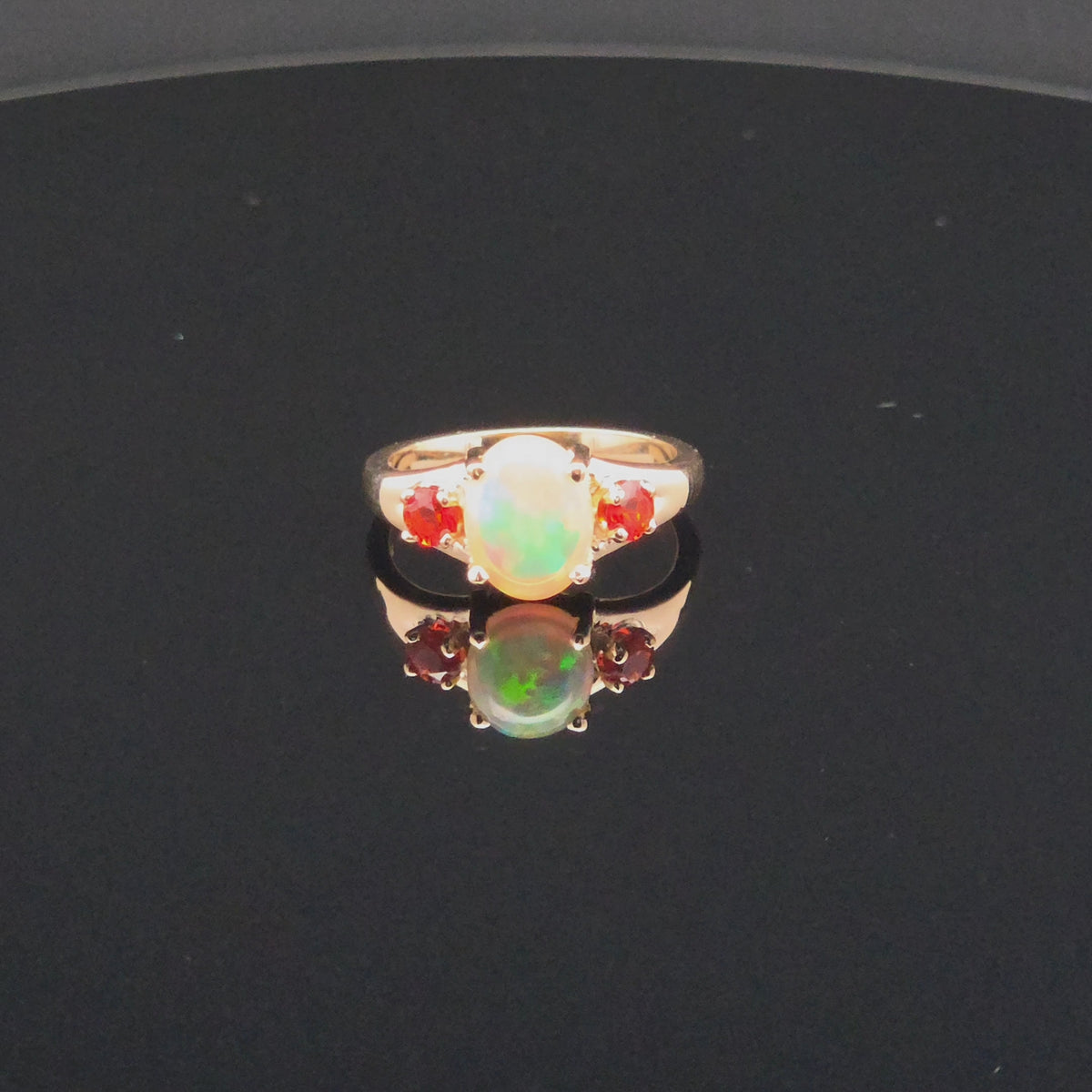 Oval Opal Multi-Stone Ring in Yellow Gold