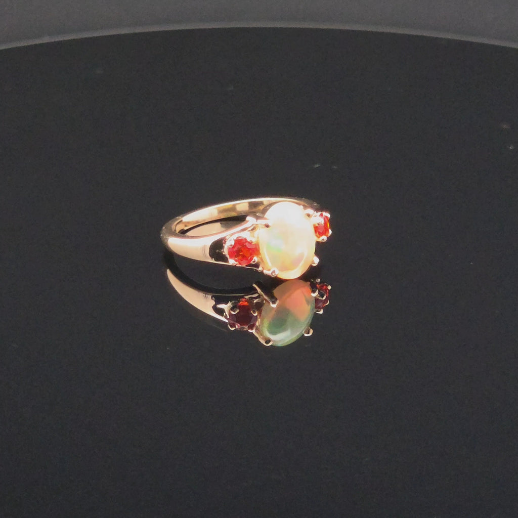 Oval Opal Multi-Stone Ring in Yellow Gold