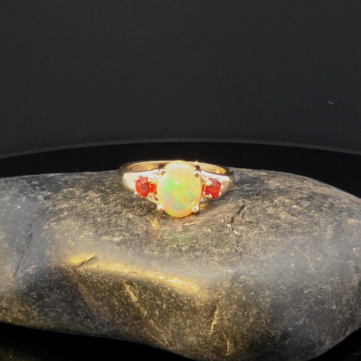 Oval Opal Multi-Stone Ring in Yellow Gold