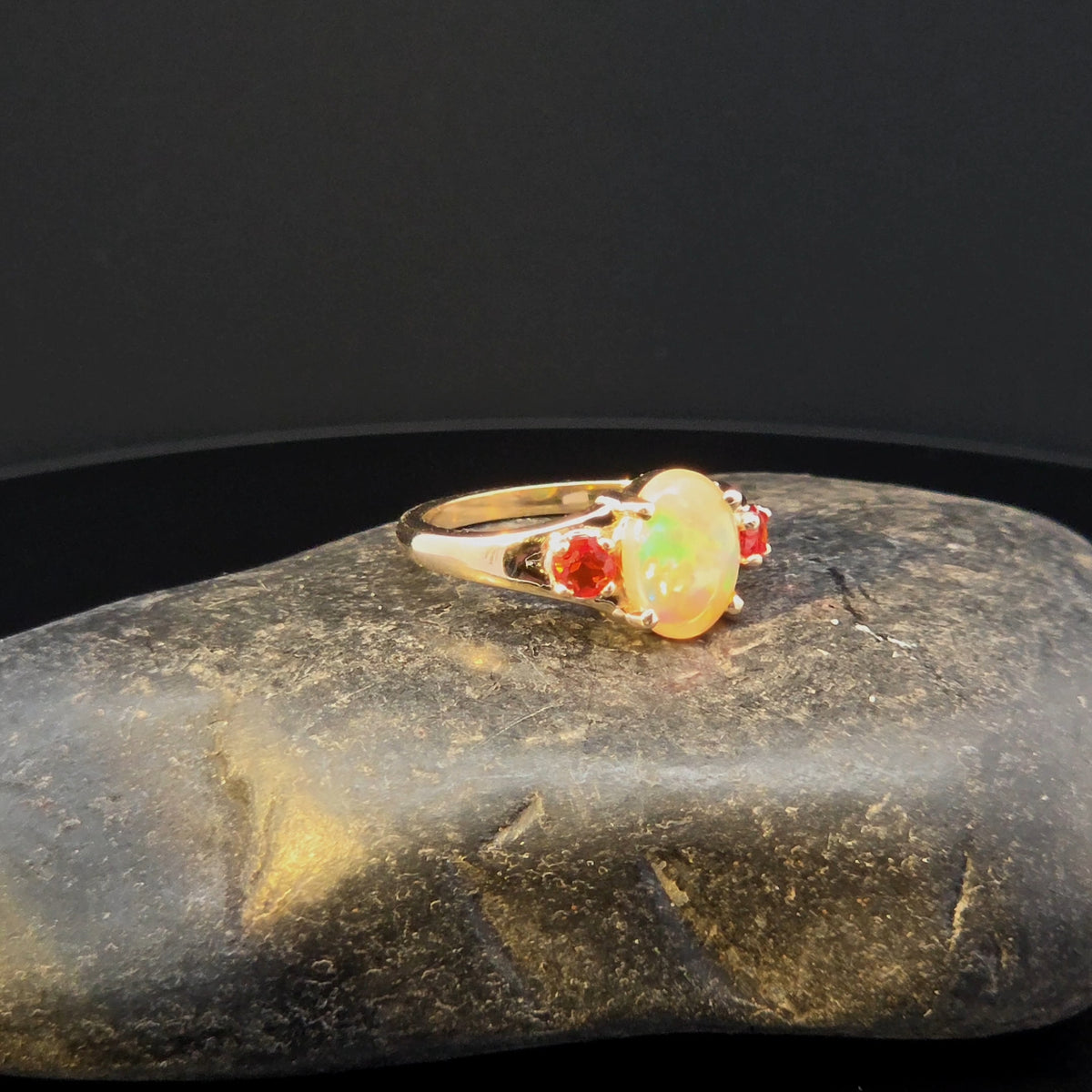 Oval Opal Multi-Stone Ring in Yellow Gold