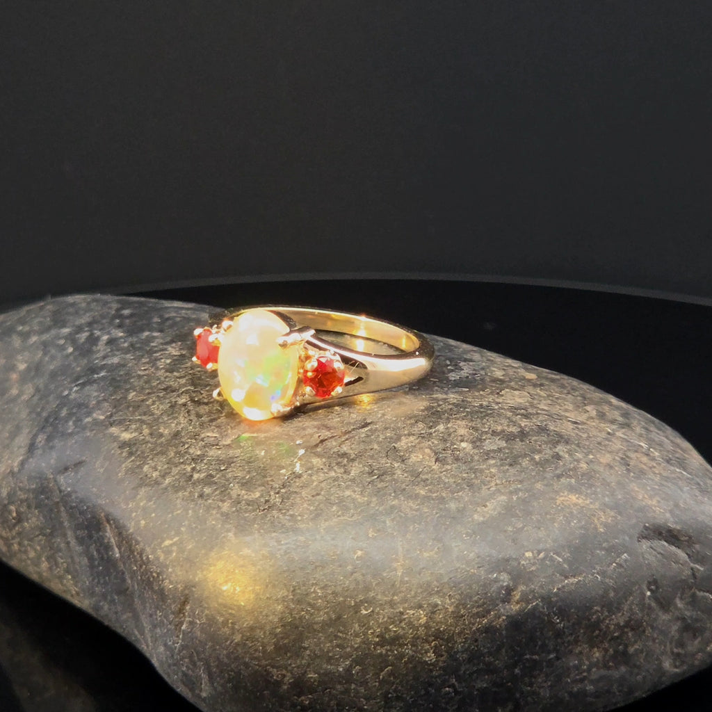 Oval Opal Multi-Stone Ring in Yellow Gold