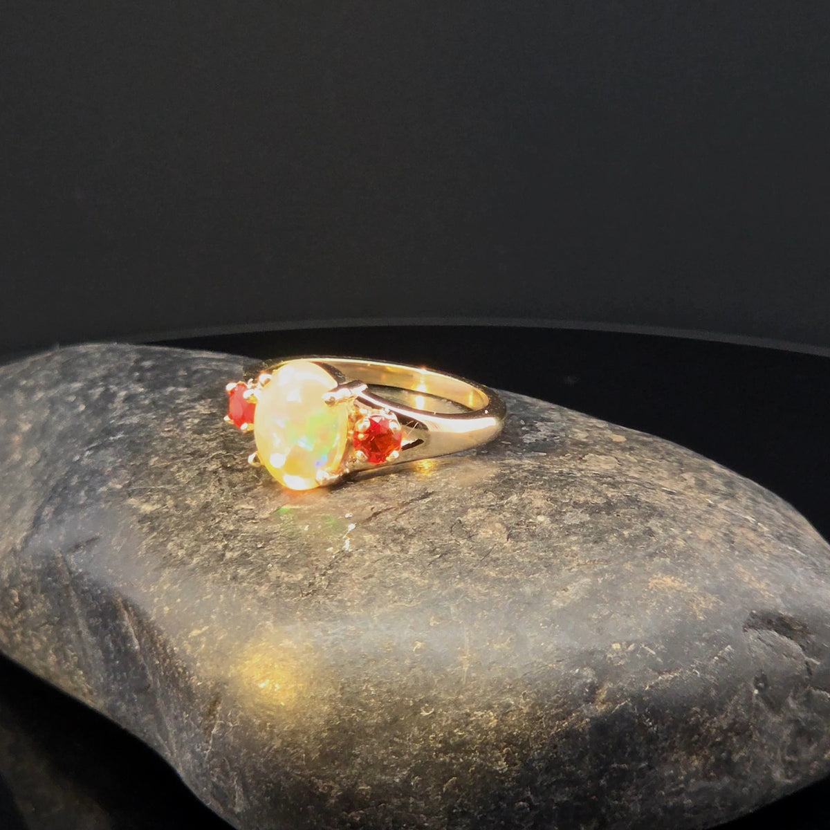 Oval Opal Multi-Stone Ring in Yellow Gold