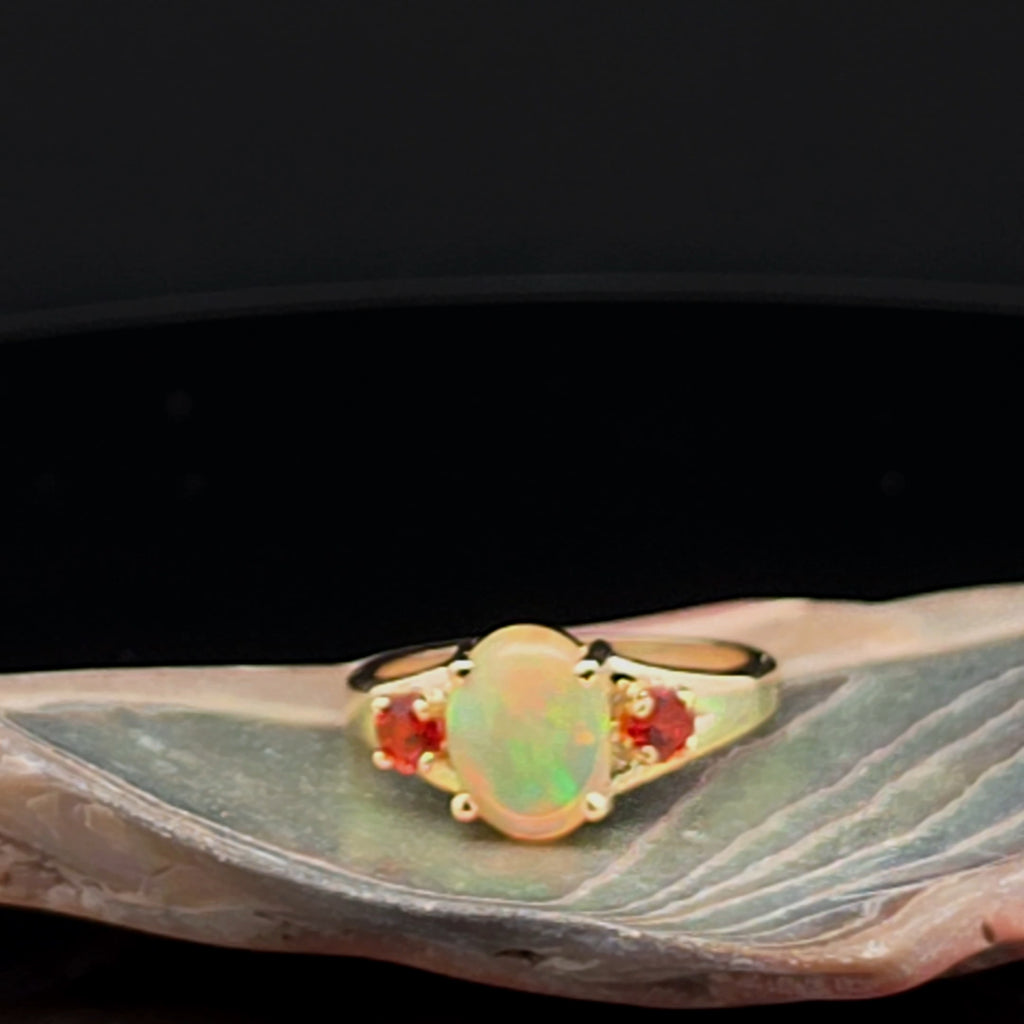 Oval Opal Multi-Stone Ring in Yellow Gold
