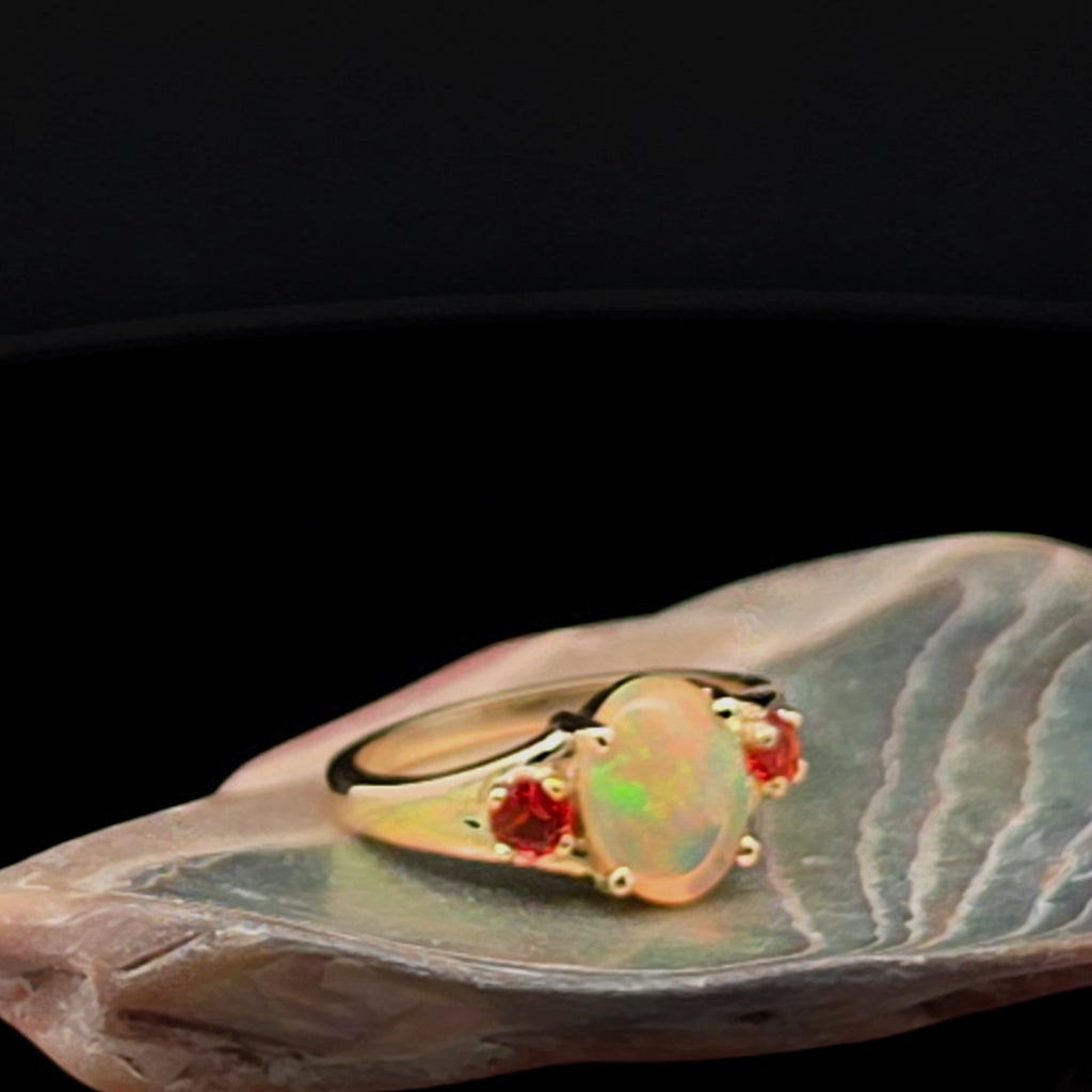 Oval Opal Multi-Stone Ring in Yellow Gold