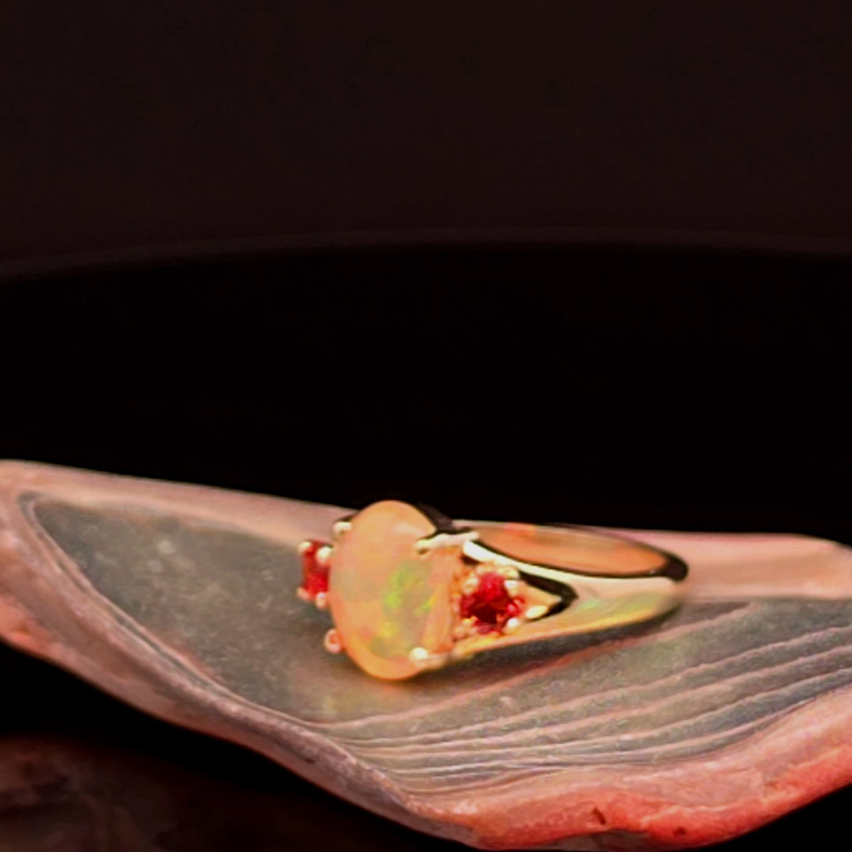 Oval Opal Multi-Stone Ring in Yellow Gold