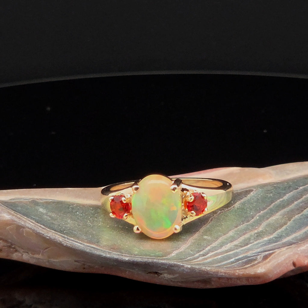 Oval Opal Multi-Stone Ring in Yellow Gold
