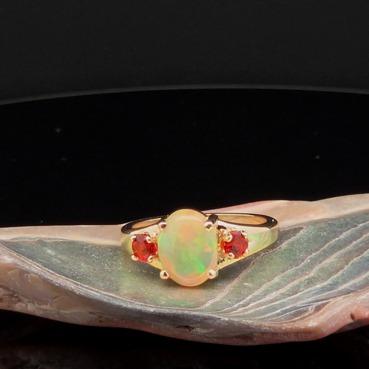 Oval Opal Multi-Stone Ring in Yellow Gold