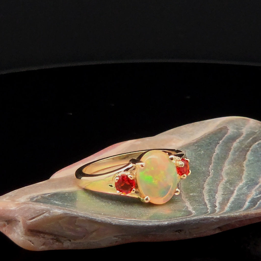 Oval Opal Multi-Stone Ring in Yellow Gold