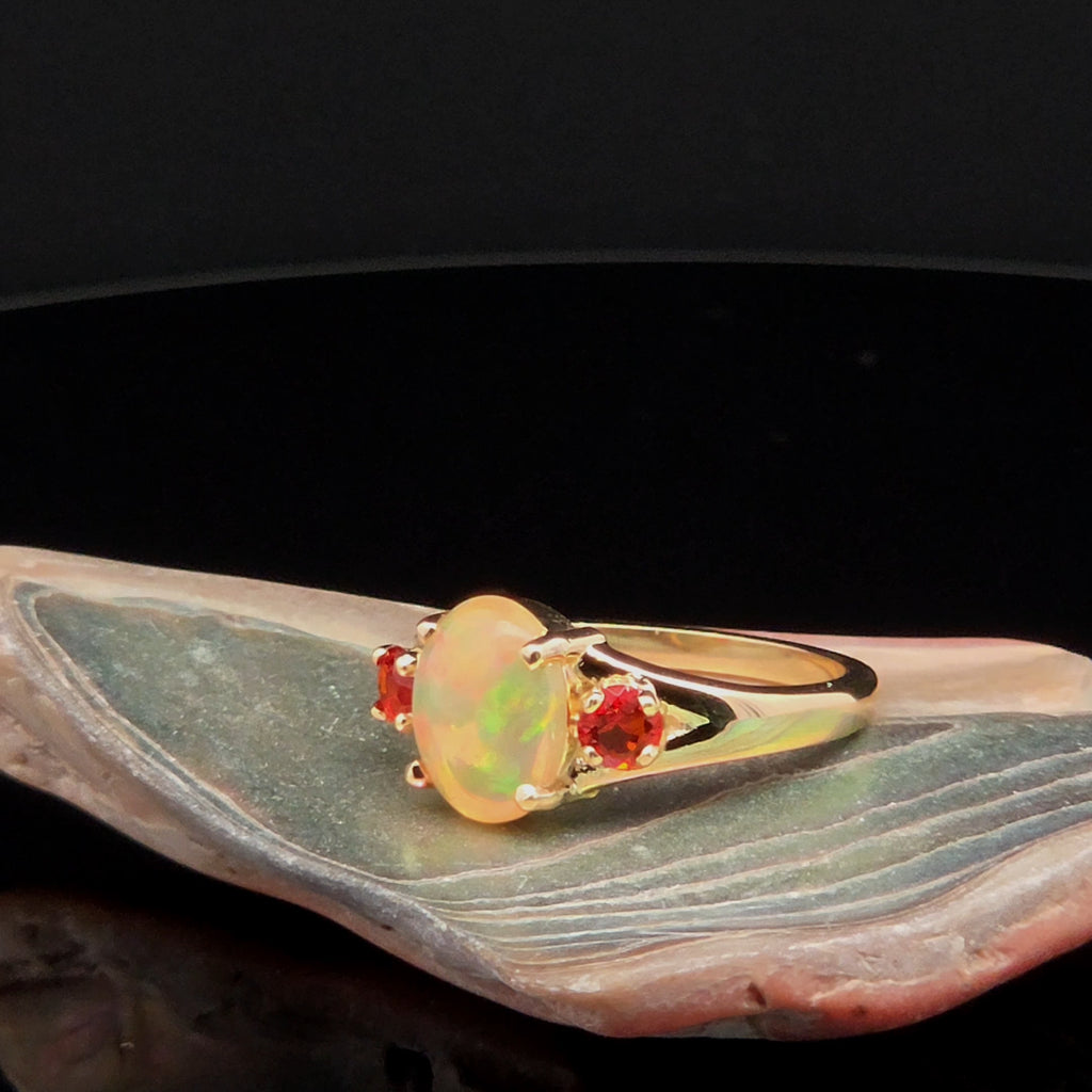 Oval Opal Multi-Stone Ring in Yellow Gold