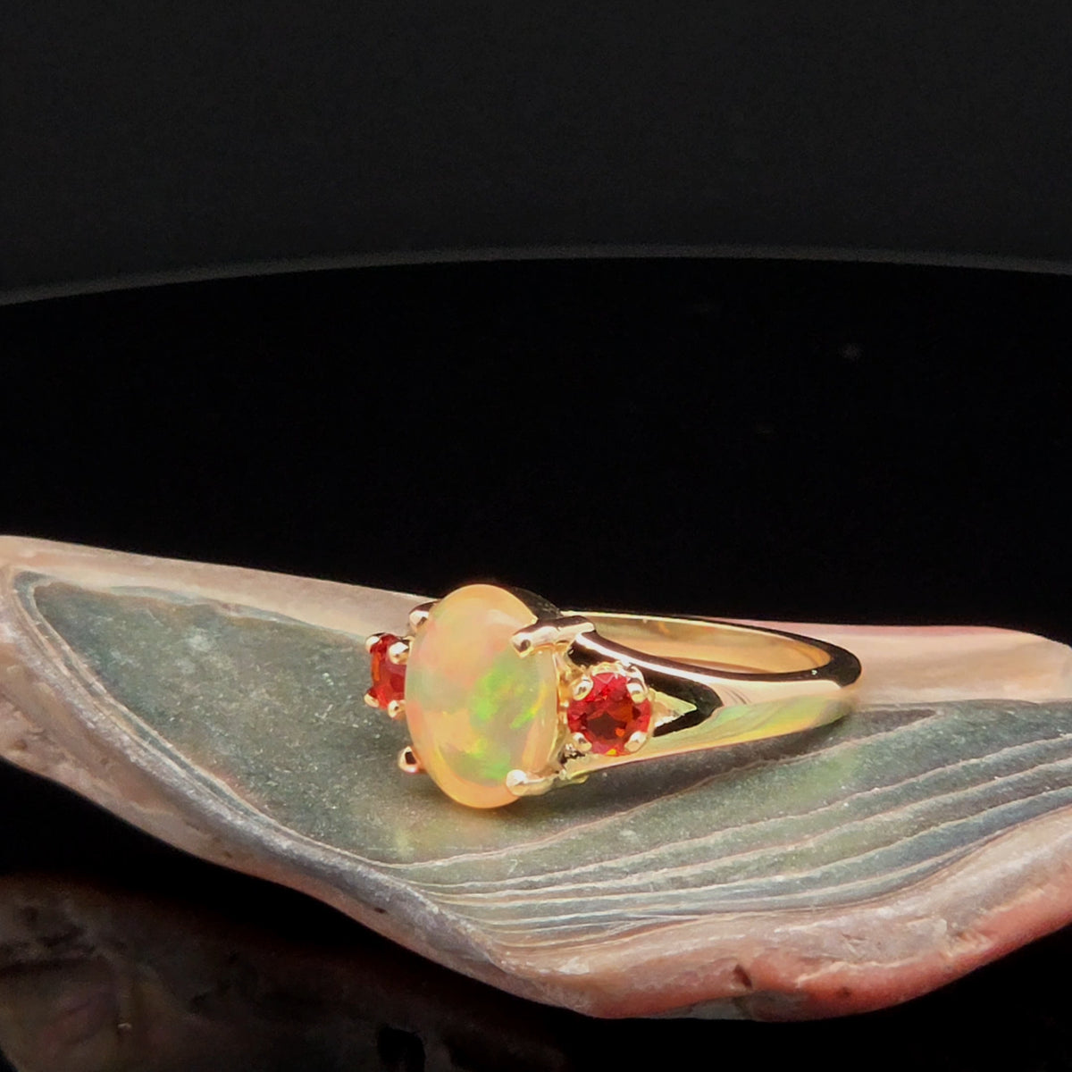 Oval Opal Multi-Stone Ring in Yellow Gold