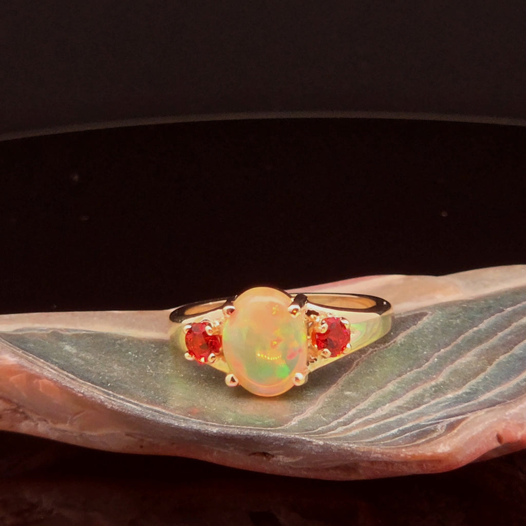 Oval Opal Multi-Stone Ring in Yellow Gold