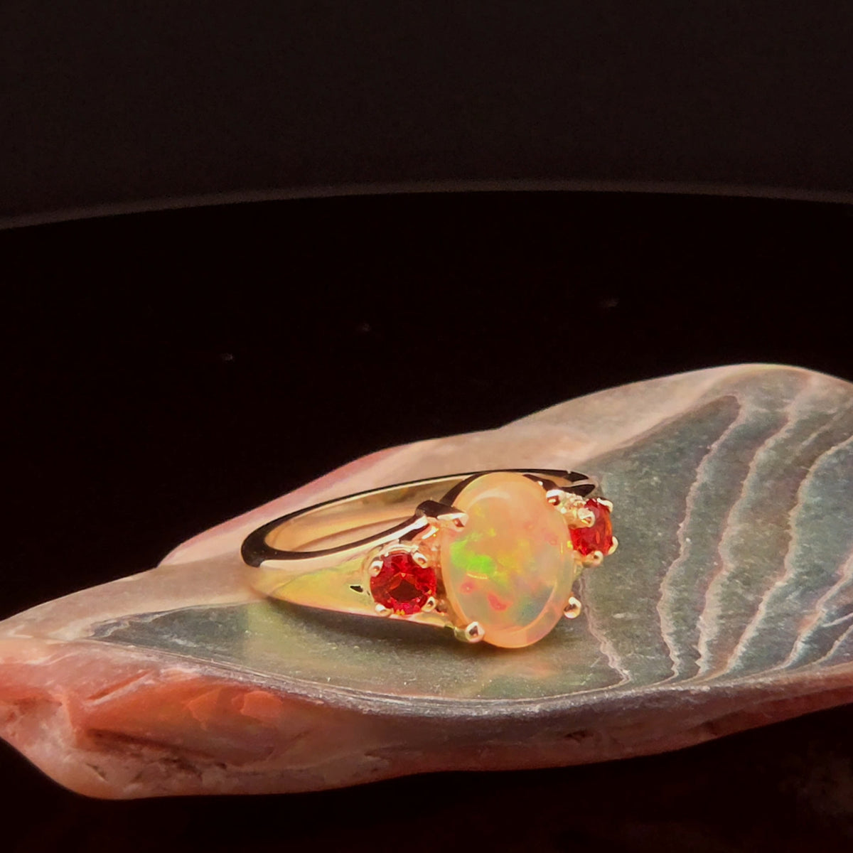 Oval Opal Multi-Stone Ring in Yellow Gold