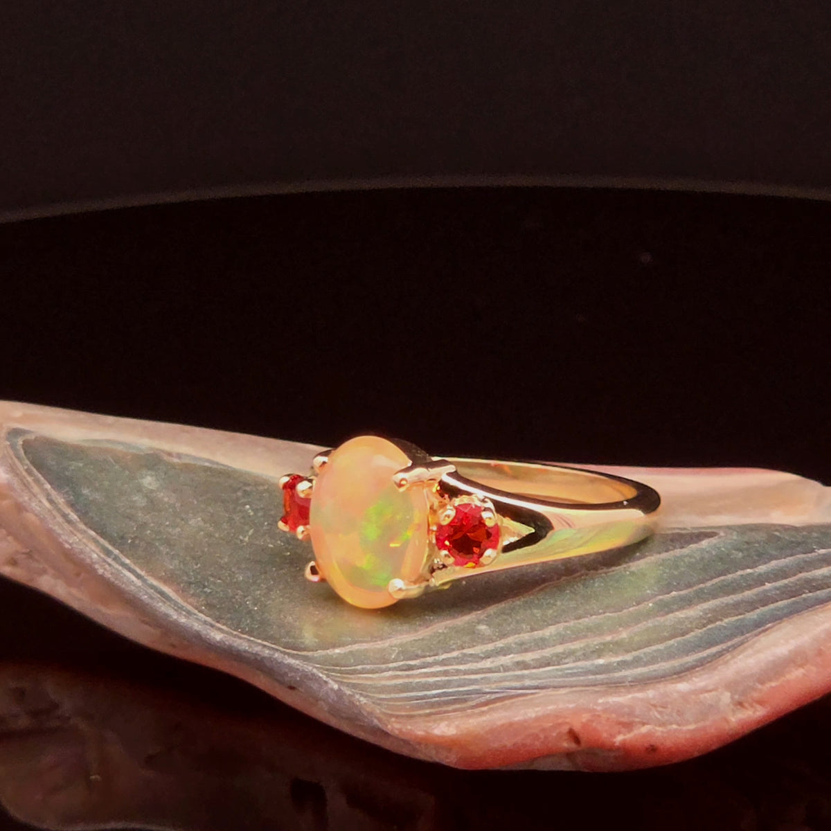 Oval Opal Multi-Stone Ring in Yellow Gold
