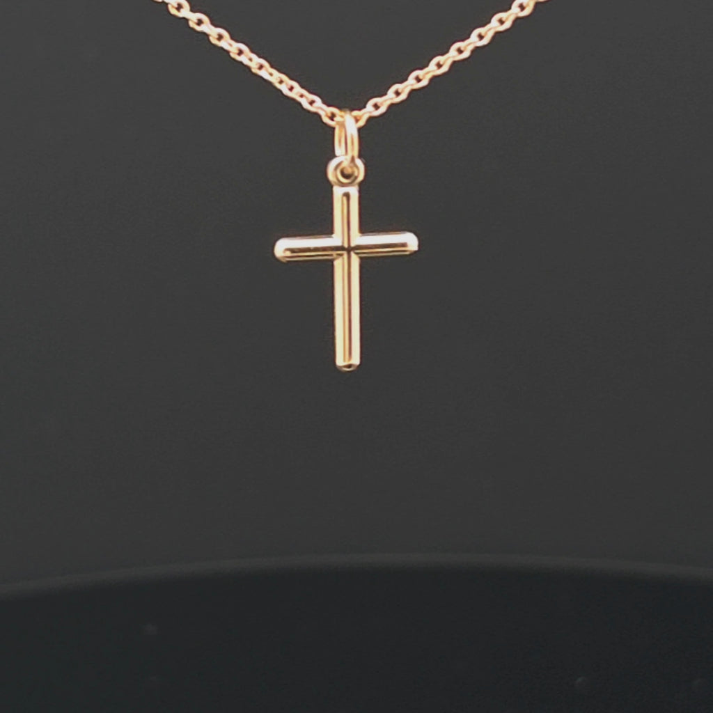 Polished Cross Pendant Necklace in 14k Gold