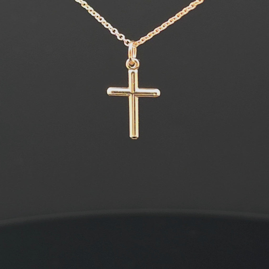 Polished Cross Pendant Necklace in 14k Gold