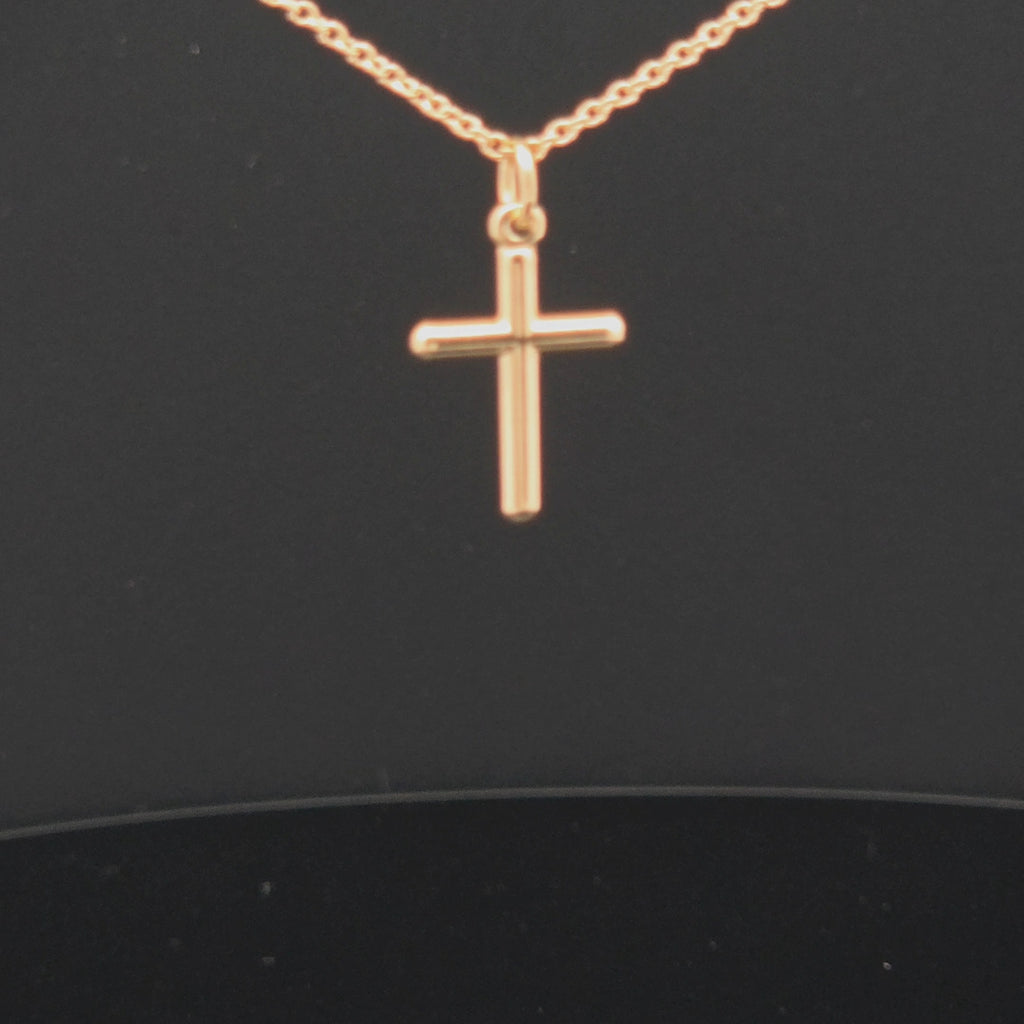 Polished Cross Pendant Necklace in 14k Gold