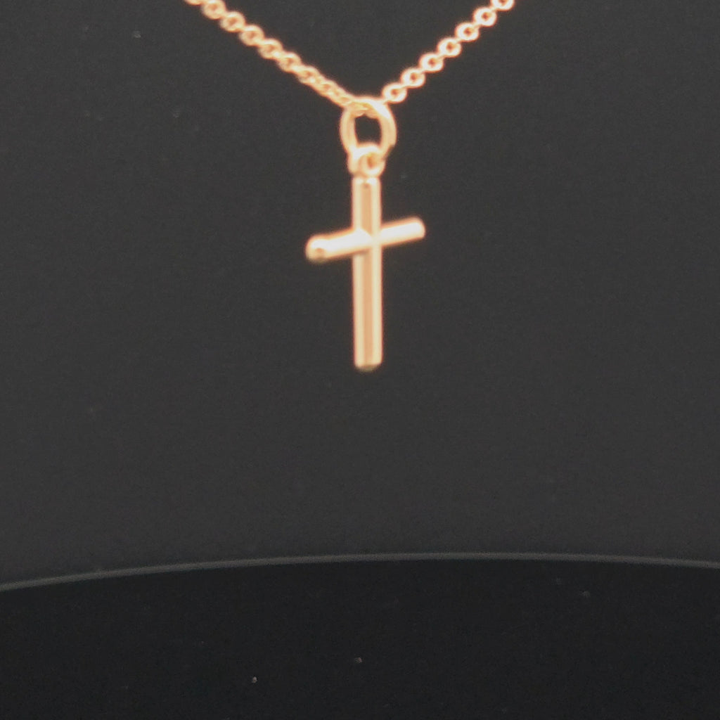 Polished Cross Pendant Necklace in 14k Gold