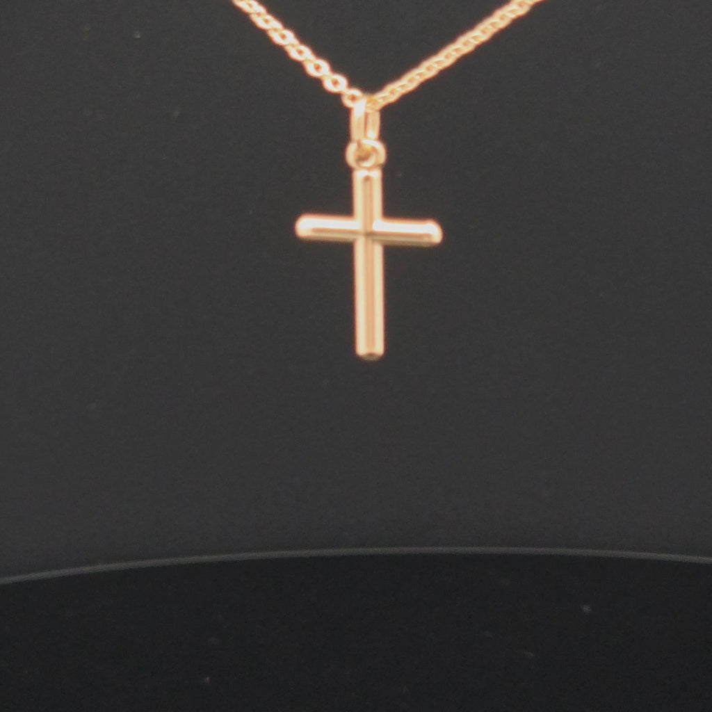 Polished Cross Pendant Necklace in 14k Gold