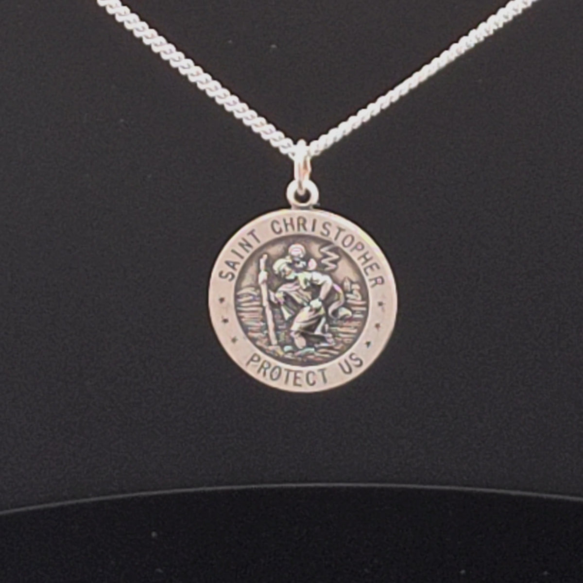 Silver Saint Christopher Medal Pendant Necklace