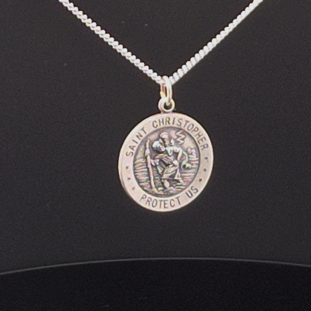 Silver Saint Christopher Medal Pendant Necklace