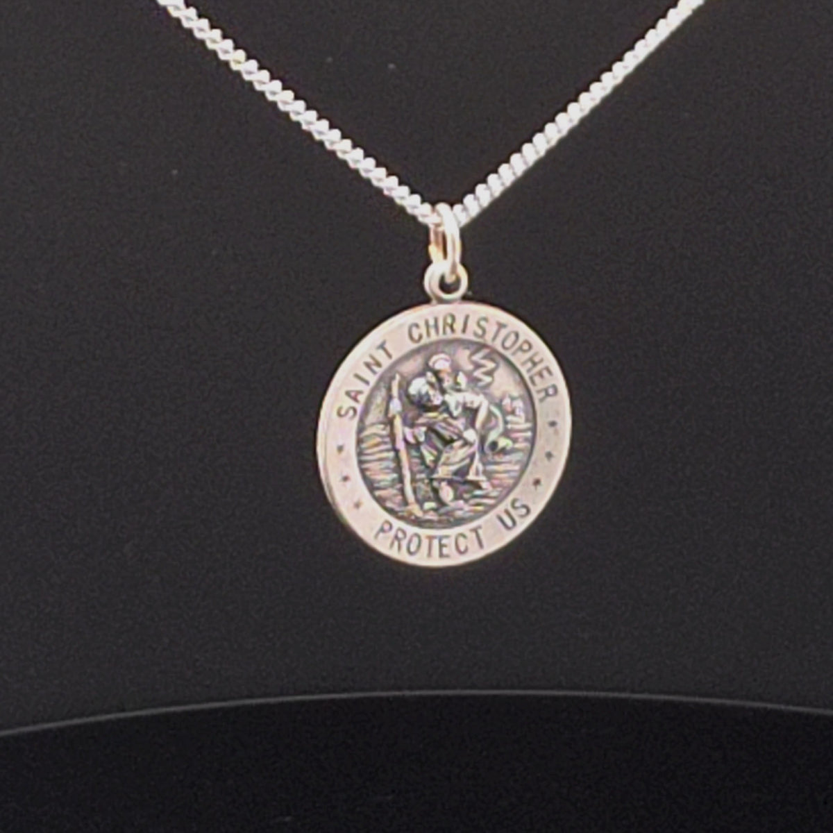 Silver Saint Christopher Medal Pendant Necklace
