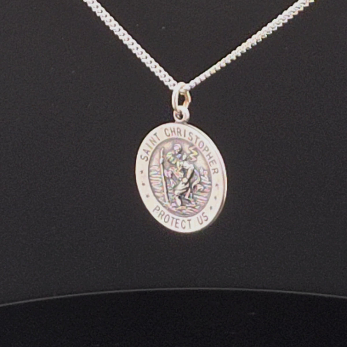 Silver Saint Christopher Medal Pendant Necklace