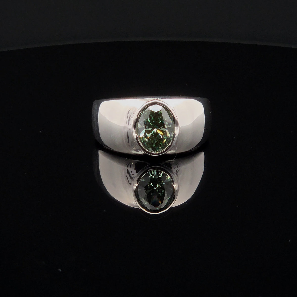 Mint Green Lab Diamond Signet Ring in Sterling Silver