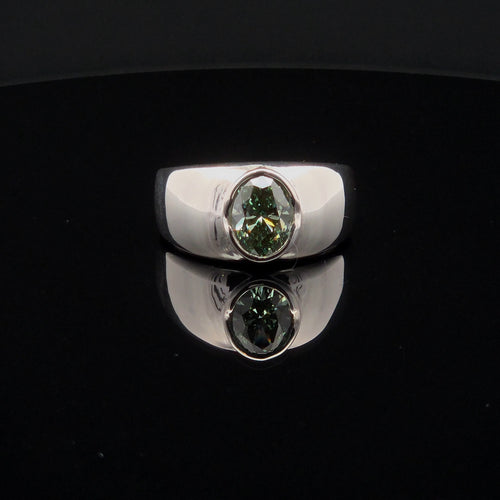 Mint Green Lab Diamond Signet Ring in Sterling Silver
