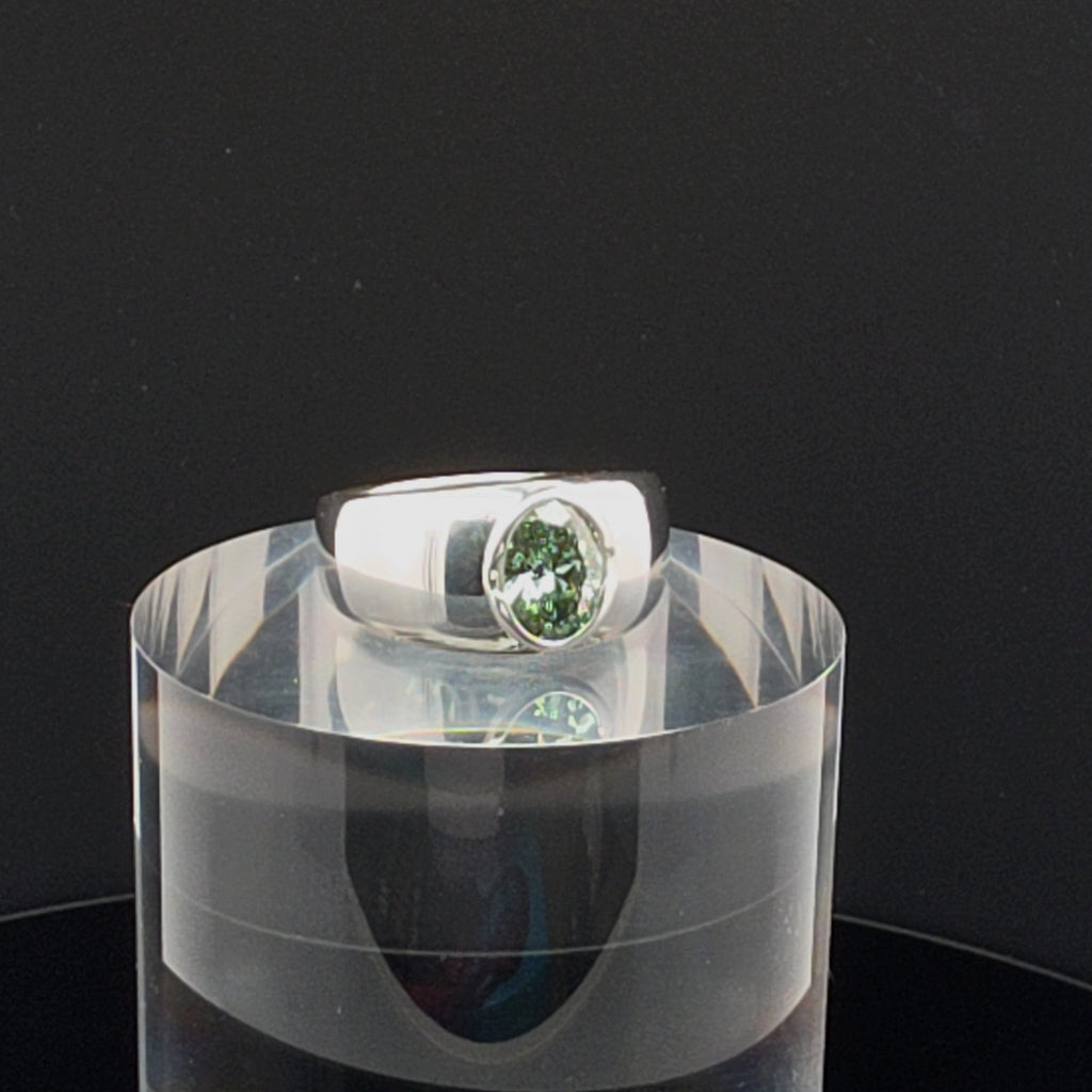 Mint Green Lab Diamond Signet Ring in Sterling Silver
