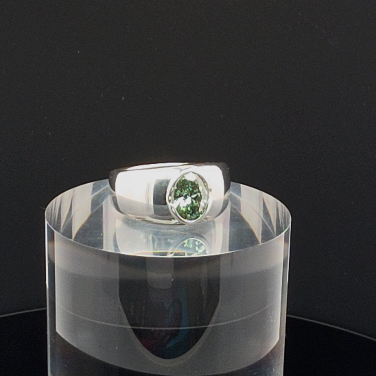 Mint Green Lab Diamond Signet Ring in Sterling Silver
