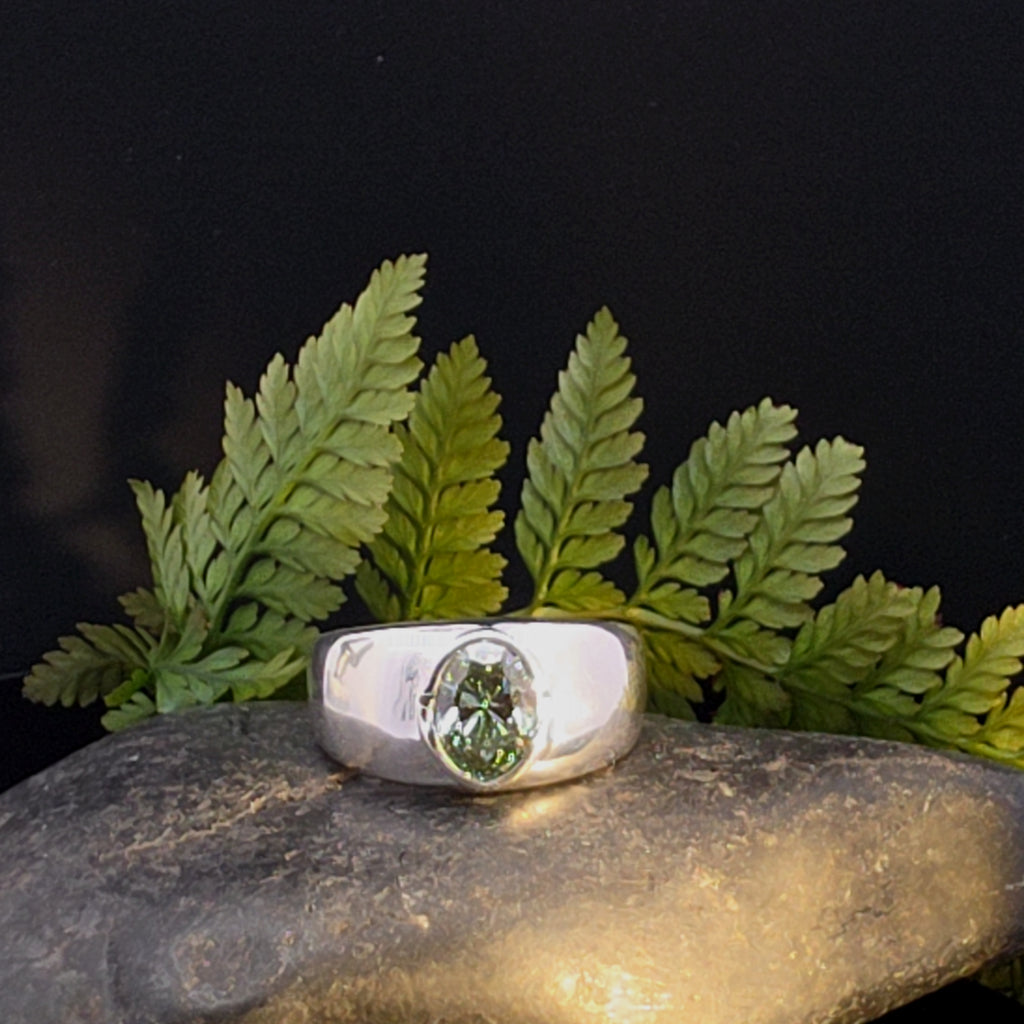 Mint Green Lab Diamond Signet Ring in Sterling Silver