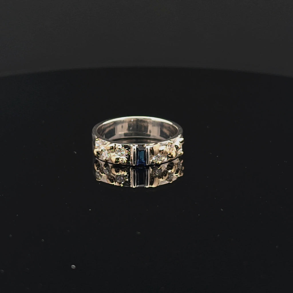 Sapphire Nugget Ring with Diamond Accents