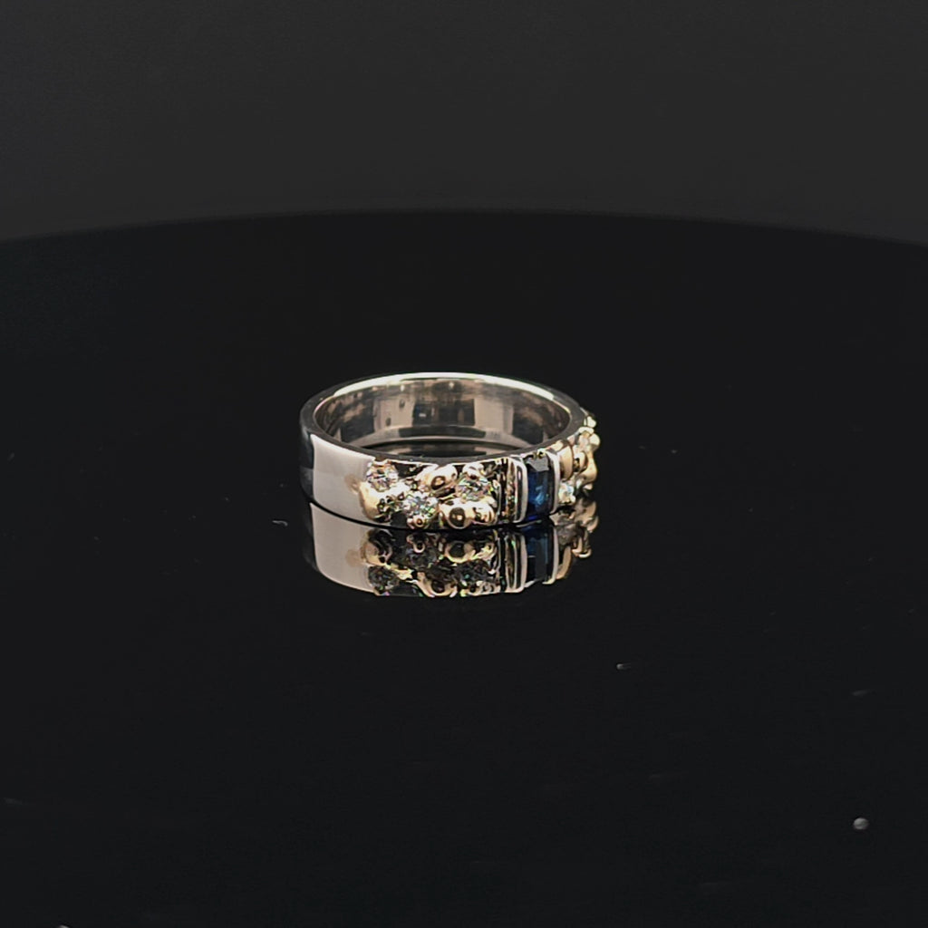 Sapphire Nugget Ring with Diamond Accents